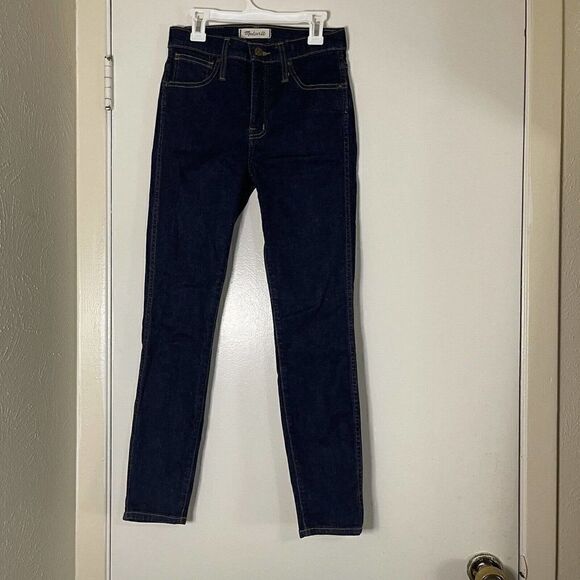 MADEWELL 10" High-Rise Skinny Jeans in Lucille Wash Dark blue denim size 25S - Picture 3 of 8